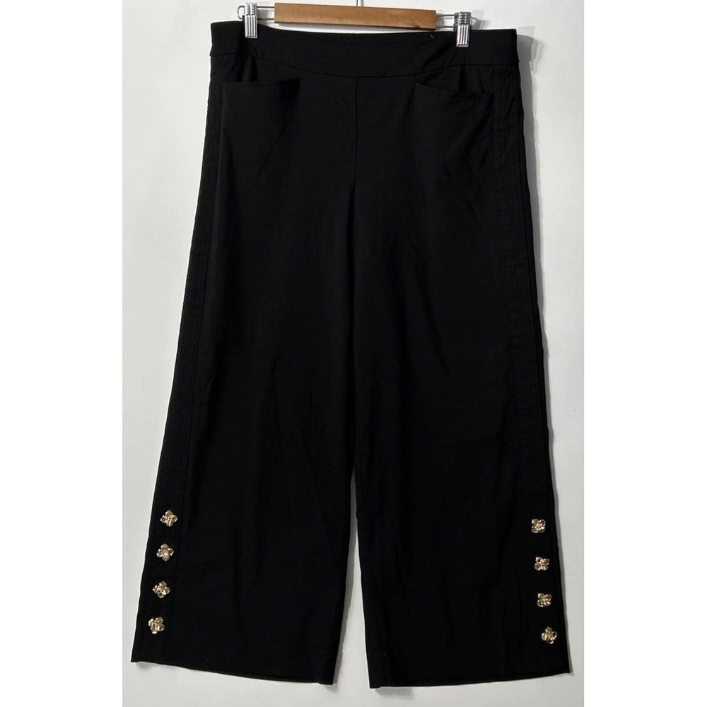 Women's Chico's Juliet Cropped Wide Leg Pants Pull-On Stretch Sz 12 Stretch